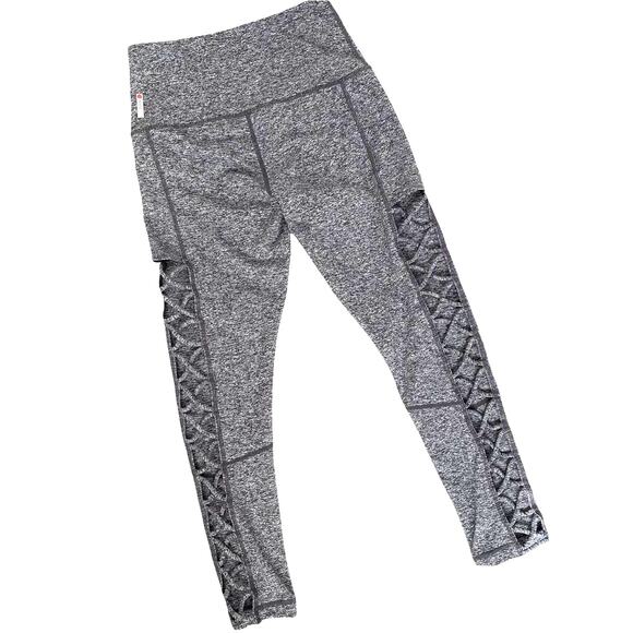 Zella Lace It Up Crop Leggings High Waist Midi Gray Heathered Womens Small - Picture 1 of 12